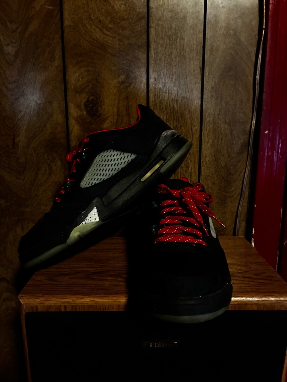 Jordan Black Sneakers with Red Laces